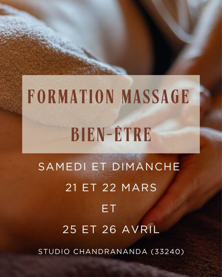 FOMATION MASSAGE SAMANANDA MARS ET AVRIL 2026 33240 BORDEAUX